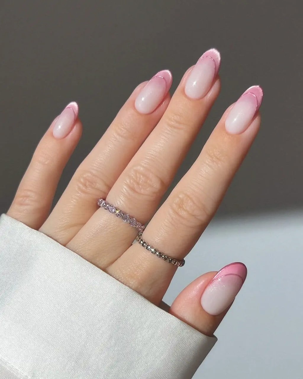 Short Square Glitter French Ombre Nails, Glossy Short Square Glitter French Ombre Nails, Glossy — Classy Ombré Nails