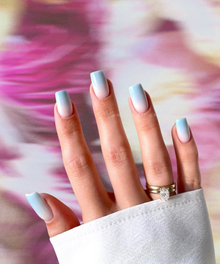 Short Square Light Blue Ombre Nails Short Square Light Blue Ombre Nails — Classy Ombré Nails