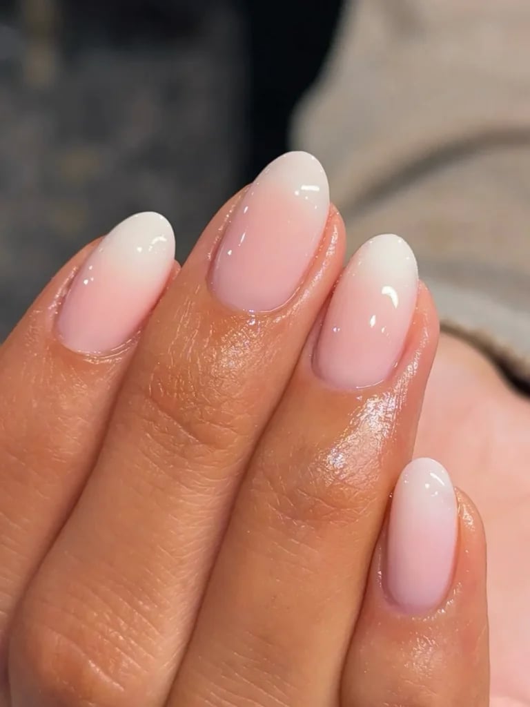 Medium Almond Pink To White Ombre Nails Medium Almond Pink To White Ombre Nails — Classy Ombré Nails