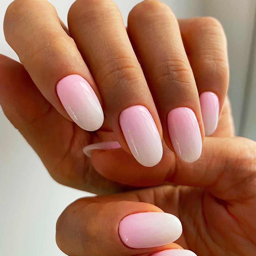 Medium Almond Classic French Ombre Nails Medium Almond Classic French Ombre Nails — Classy Ombré Nails