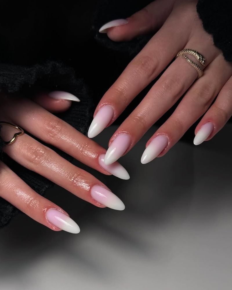 Medium Stiletto Soft Pink White Ombre Nails Medium Stiletto Soft Pink White Ombre Nails — Classy Ombré Nails