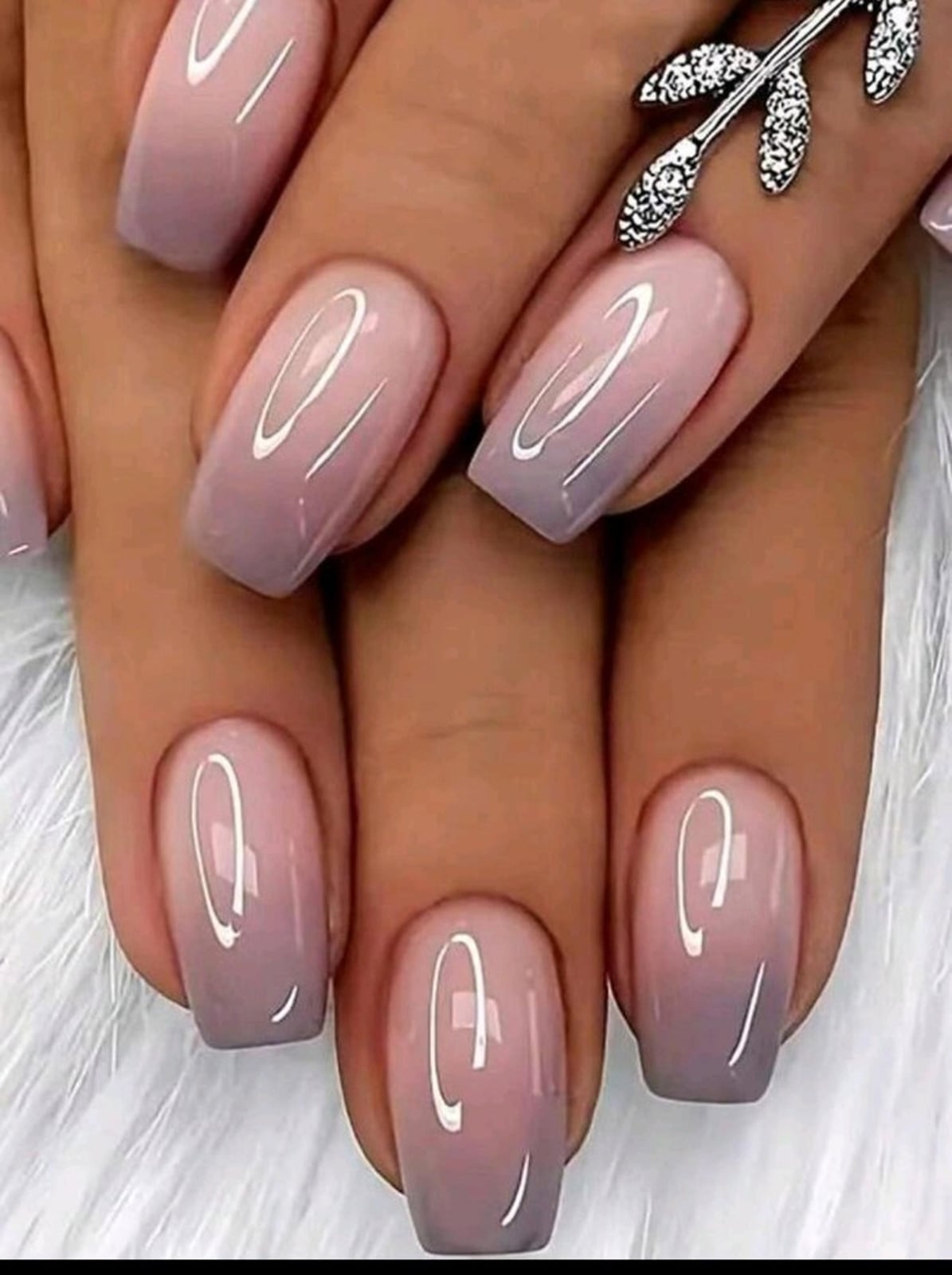 Medium Square Pink Gray Purple Ombre Nails Medium Square Pink Gray Purple Ombre Nails — Classy Ombré Nails