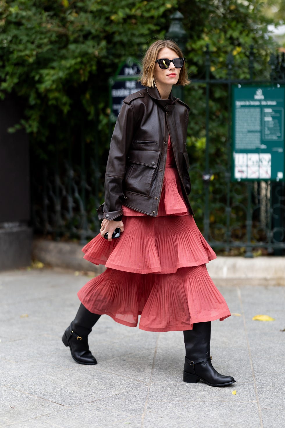 Tiered Midi Dress With Bomber Jacket And Buckled Cowboy Boots Tiered Midi Dress With Bomber Jacket And Buckled Cowboy Boots — Classy Outfits with Cowboy Boots