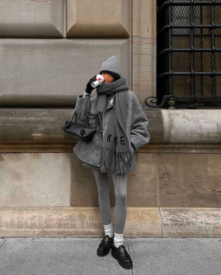Monochromatic Gray Outfit with Textured Coat Monochromatic Gray Outfit with Textured Coat — Classy Outfits with Tights