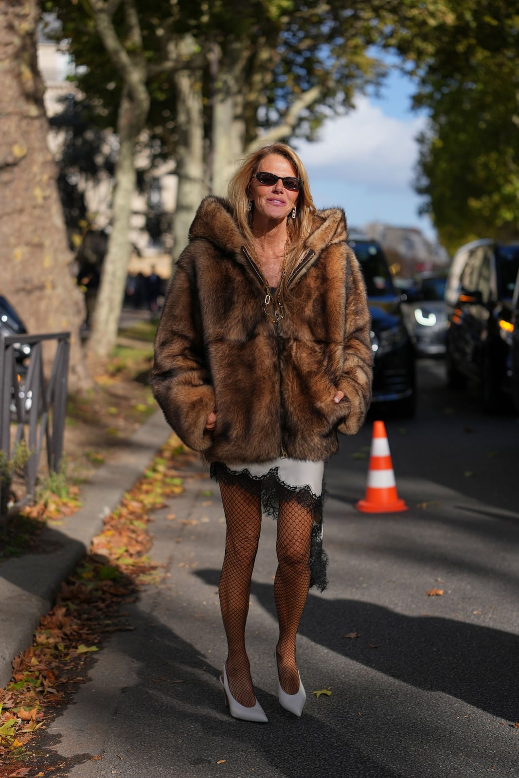 Faux Fur Jacket with Mini Dress and Fishnet Tights Faux Fur Jacket with Mini Dress and Fishnet Tights — Classy Outfits with Tights