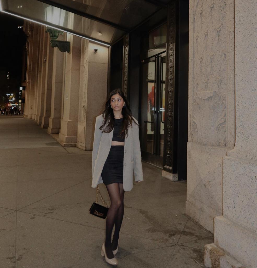 Fitted Mini Dress with Sheer Tights and Gray Blazer Fitted Mini Dress with Sheer Tights and Gray Blazer — Classy Outfits with Tights