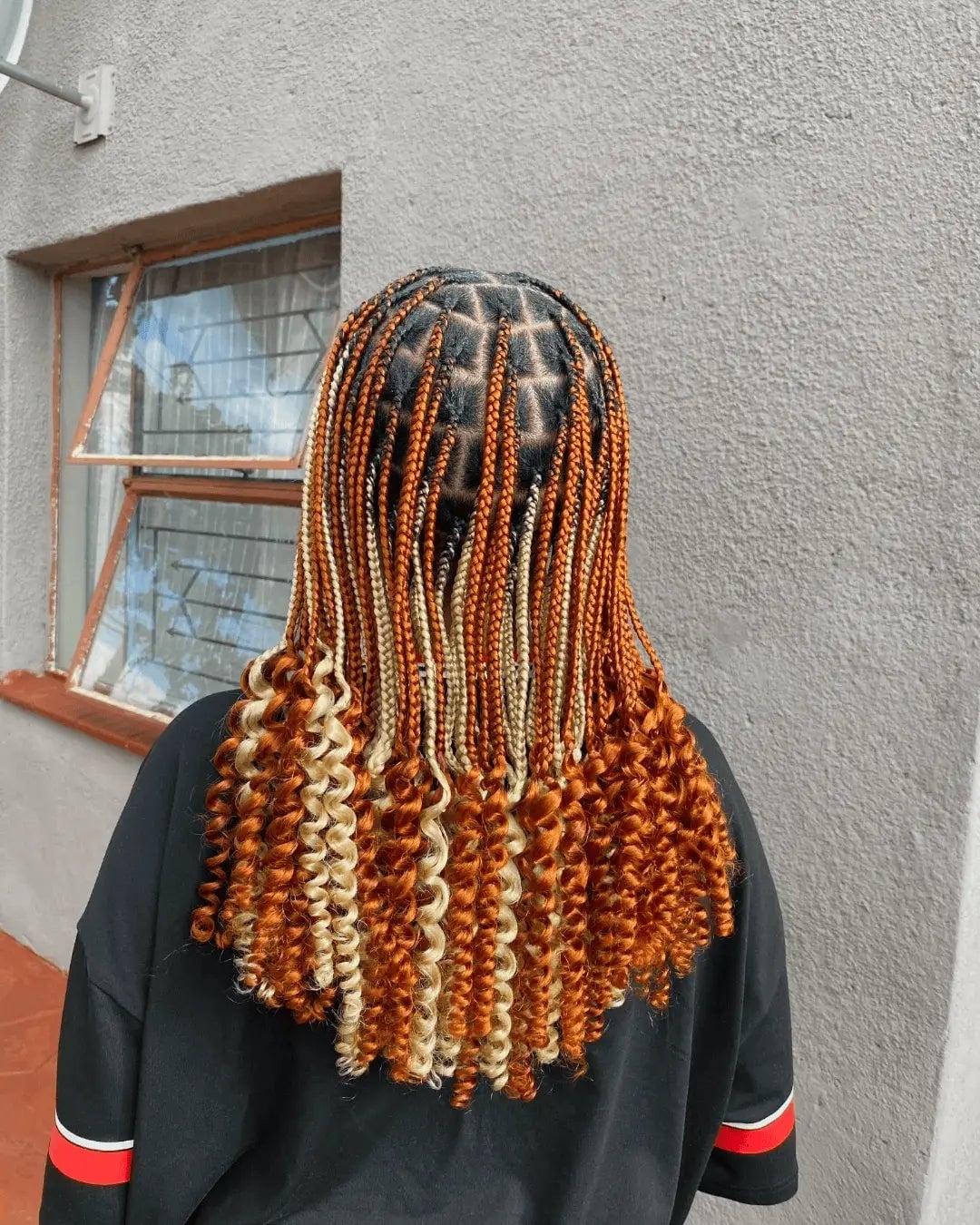 Shoulder-Length Box Braids With Orange and Blonde Curls — Classy Peekaboo Braids
