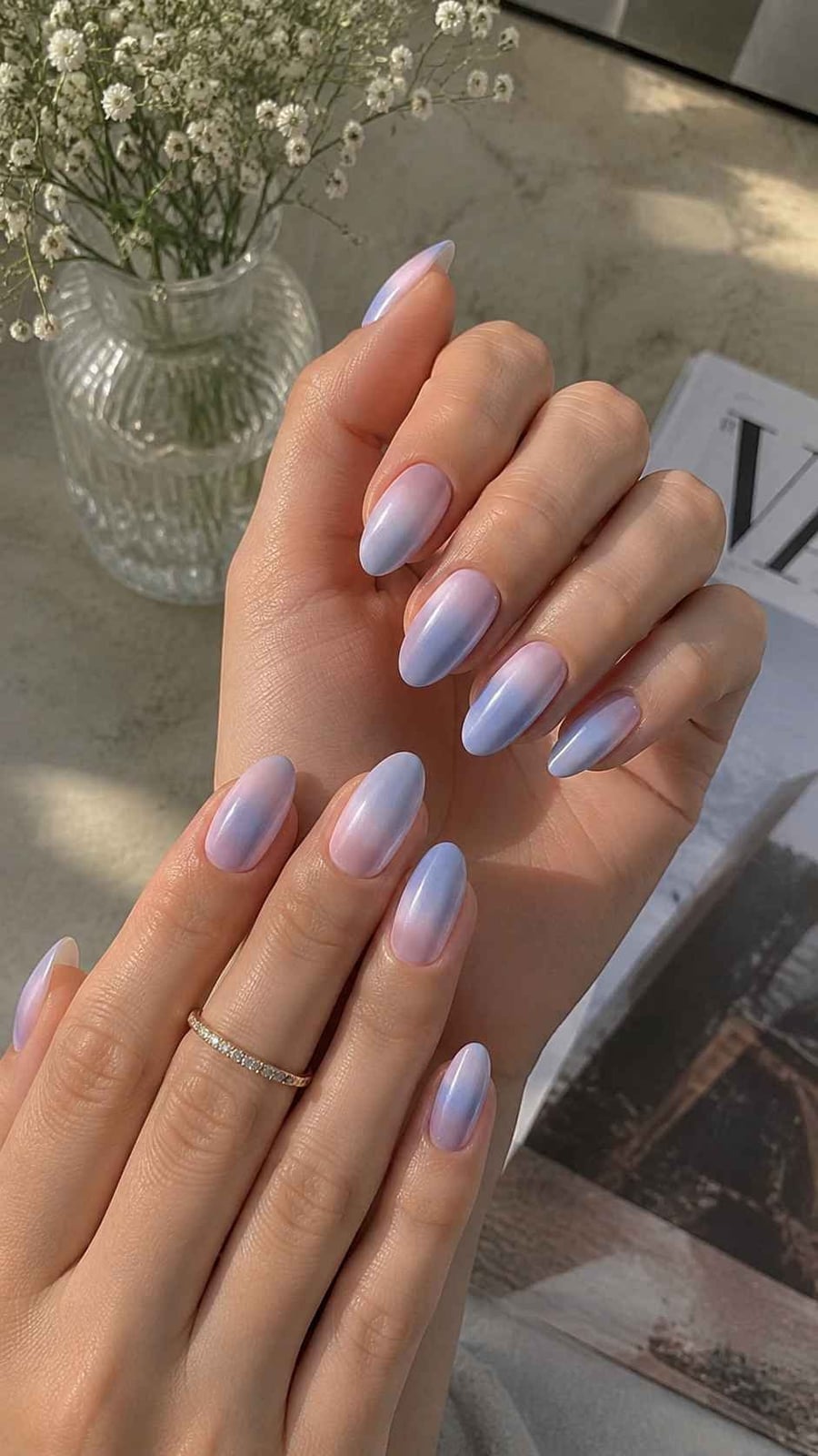 Soft Pink to Periwinkle Ombre Oval Nails Soft Pink to Periwinkle Ombre Oval Nails — Classy Periwinkle Nails