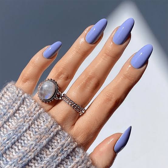 Vibrant Periwinkle Glossy Long Almond Nails Vibrant Periwinkle Glossy Long Almond Nails — Classy Periwinkle Nails