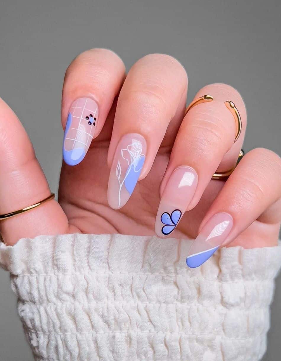 Delicate Line Art Periwinkle Almond Nails Delicate Line Art Periwinkle Almond Nails — Classy Periwinkle Nails