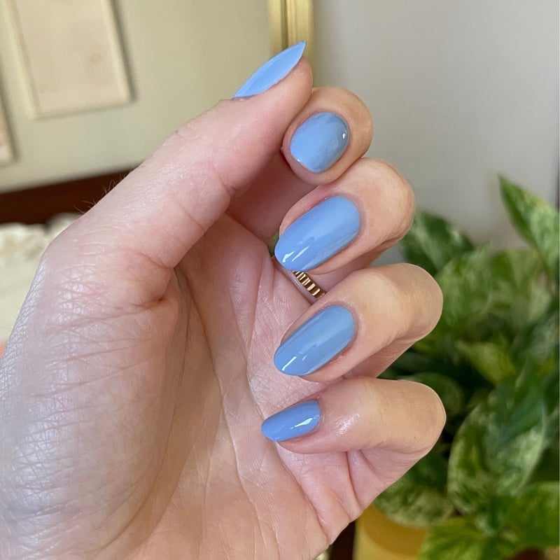 Light Opaque Periwinkle Blue Short Almond Nails Light Opaque Periwinkle Blue Short Almond Nails — Classy Periwinkle Nails