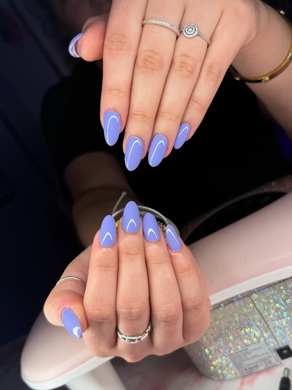 Minimalist White Line Periwinkle Almond Nails Minimalist White Line Periwinkle Almond Nails — Classy Periwinkle Nails