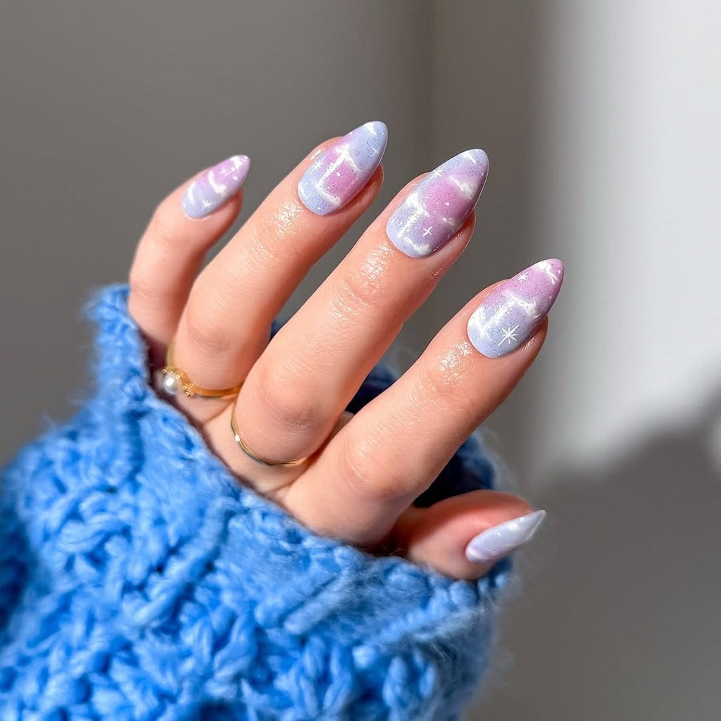 Celestial Periwinkle Lavender Gradient with Clouds Celestial Periwinkle Lavender Gradient with Clouds — Classy Periwinkle Nails