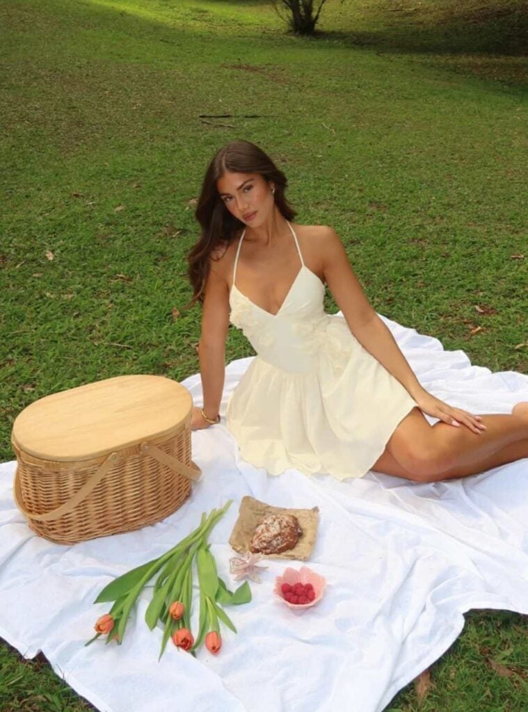Halter Neck Mini Dress Halter Neck Mini Dress — Classy Picnic Outfit