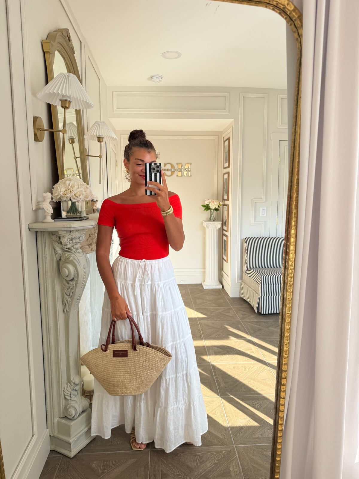 Tiered Maxi Skirt With Off-Shoulder Top Tiered Maxi Skirt With Off-Shoulder Top — Classy Picnic Outfit