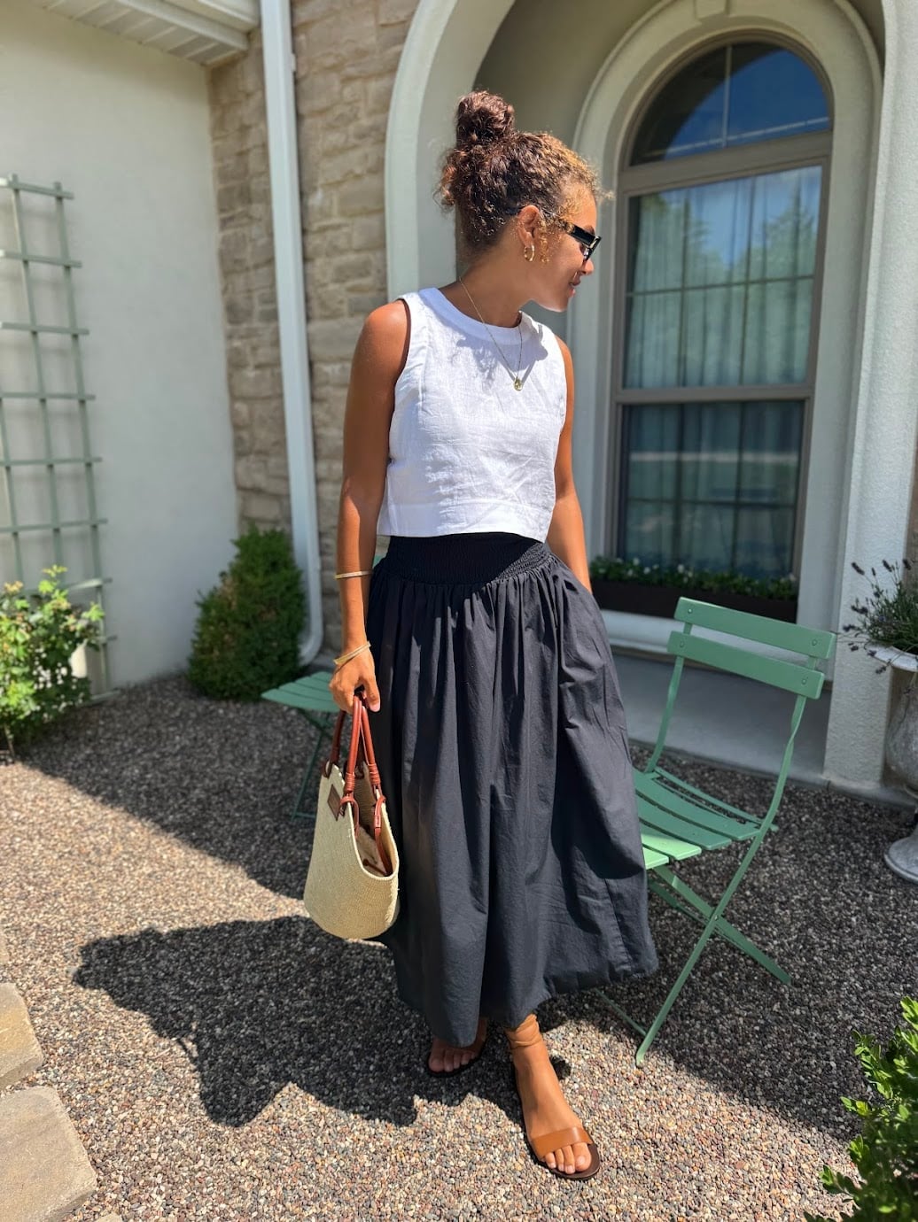 Voluminous Midi Skirt With Cropped Top Voluminous Midi Skirt With Cropped Top — Classy Picnic Outfit