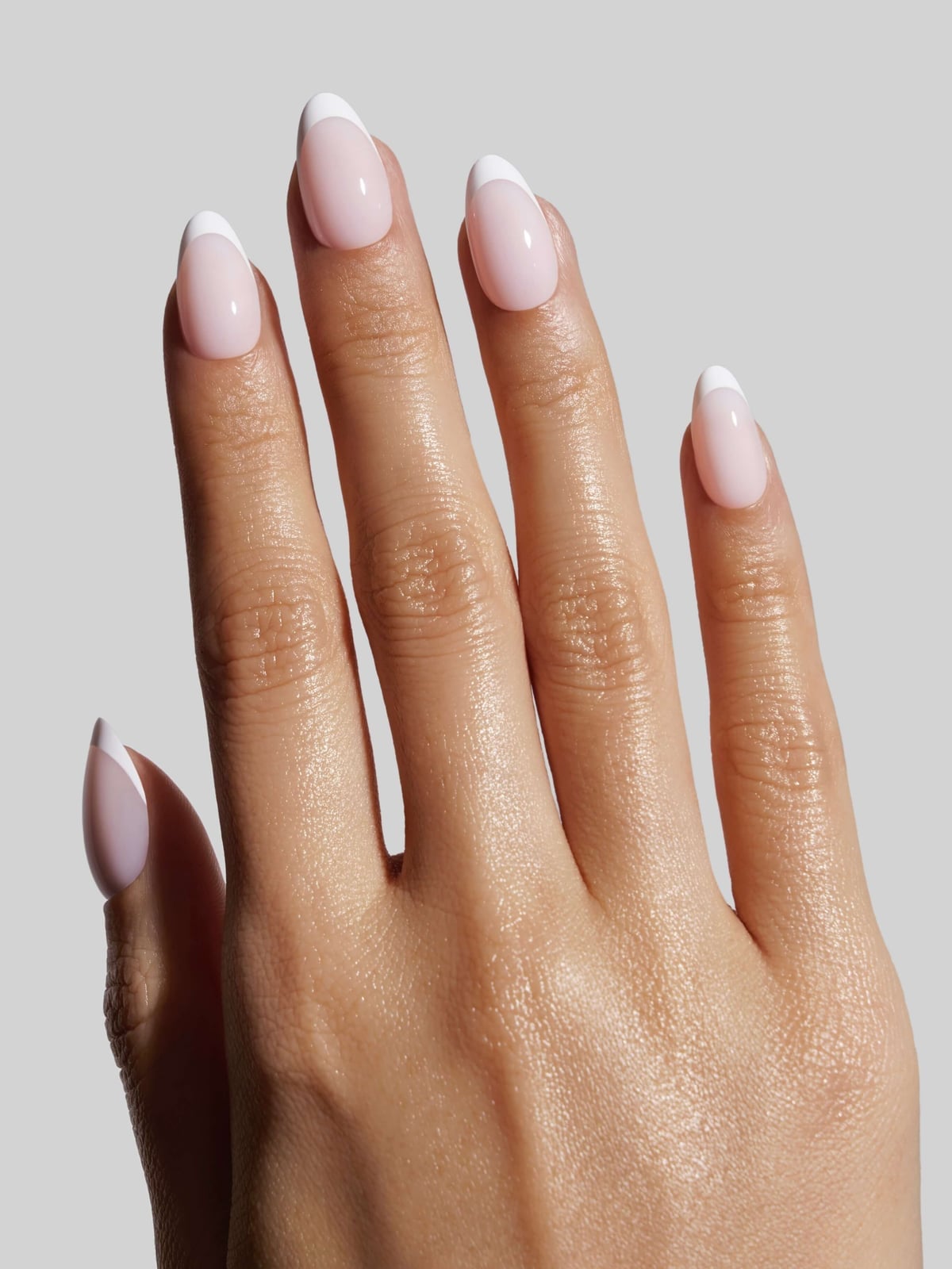 Short Almond Classic French Manicure — Classy Pink Almond Nails