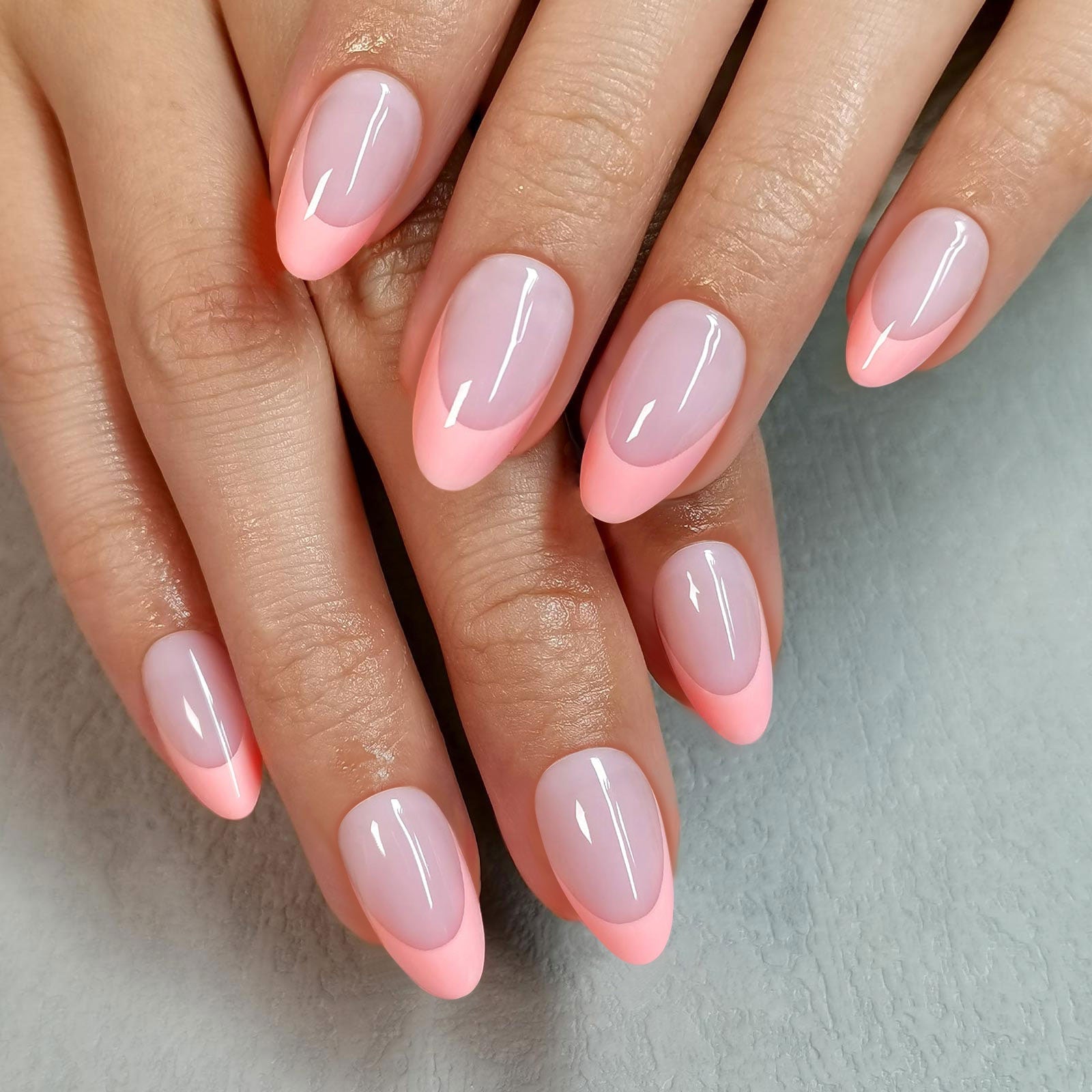 Light Pink French Tip Short Almond Nails — Classy Pink Almond Nails