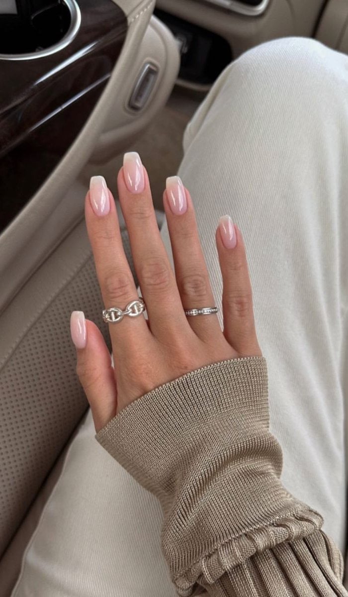 Thin Pink Line Square Nails Thin Pink Line Square Nails — Classy Pink French Tip Nails
