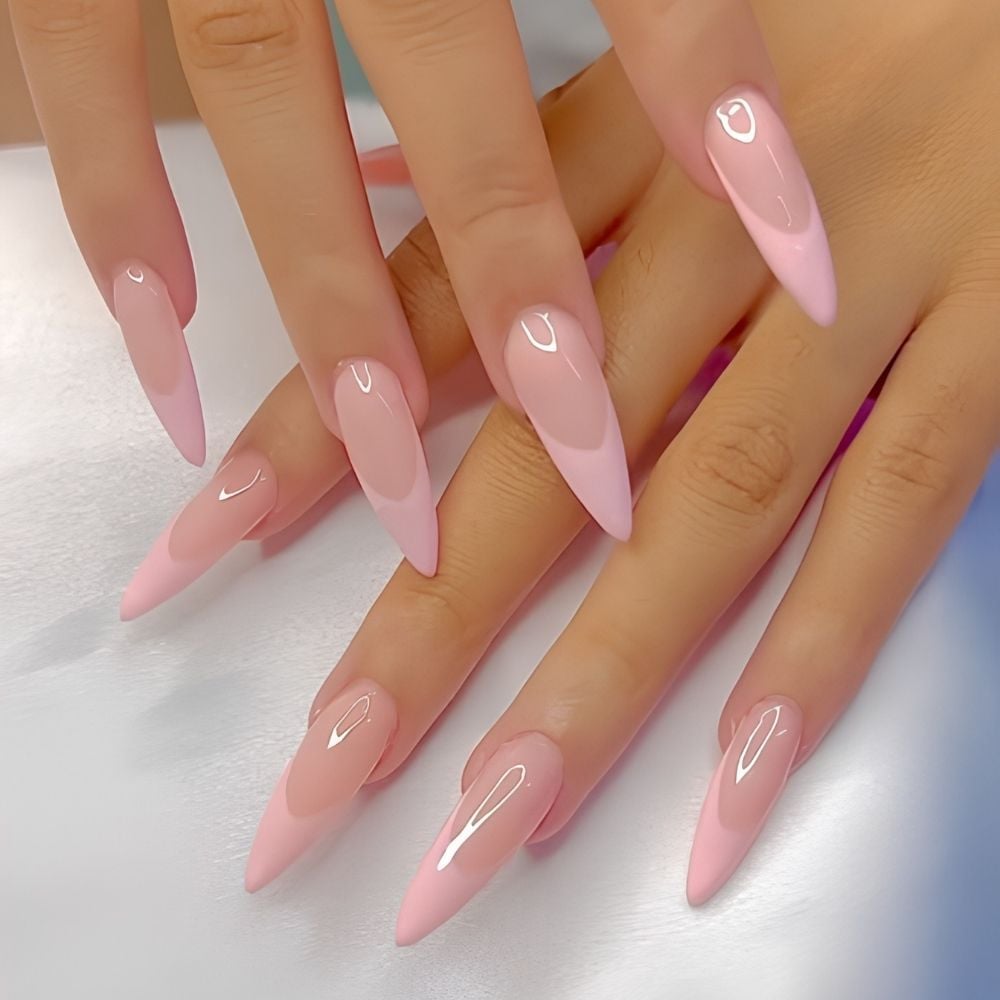 Classic White French Stiletto Nails Classic White French Stiletto Nails — Classy Pink French Tip Nails