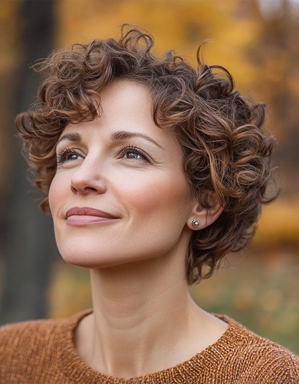 Curly Brown Pixie With Red Highlights Curly Brown Pixie With Red Highlights — Classy Pixie Haircuts