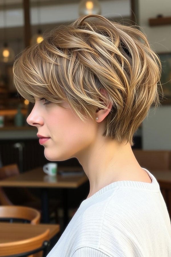 Honey Blonde Pixie With Curtain Bangs Honey Blonde Pixie With Curtain Bangs — Classy Pixie Haircuts
