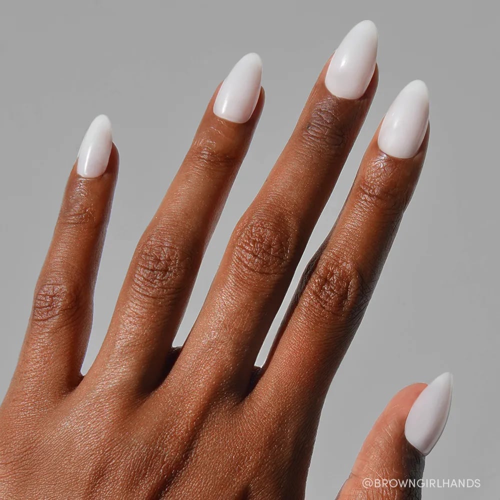 Opaque Milky White Glossy Short Almond Nails Opaque Milky White Glossy Short Almond Nails — Classy Plain Nails