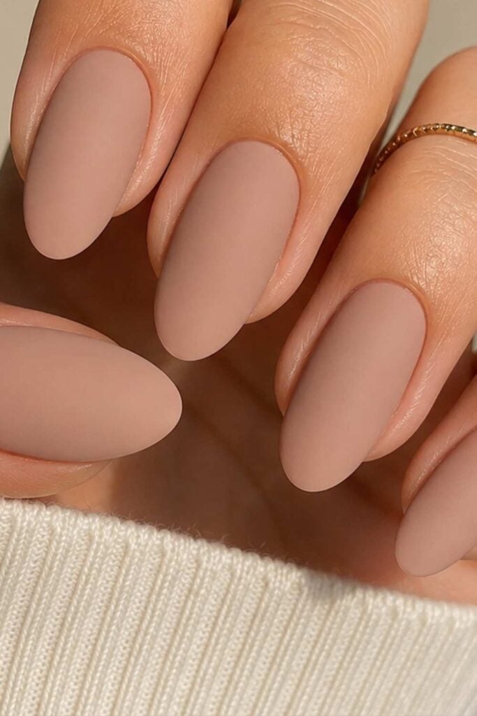 Matte Nude Beige Smooth Short Oval Nails Matte Nude Beige Smooth Short Oval Nails — Classy Plain Nails