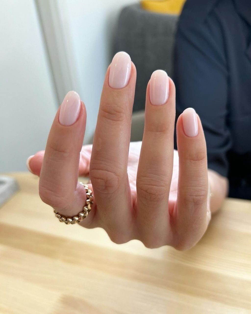 Sheer Pale Pink Glossy Short Oval Nails, Office-Safe Version Sheer Pale Pink Glossy Short Oval Nails, Office-Safe Version — Classy Plain Nails