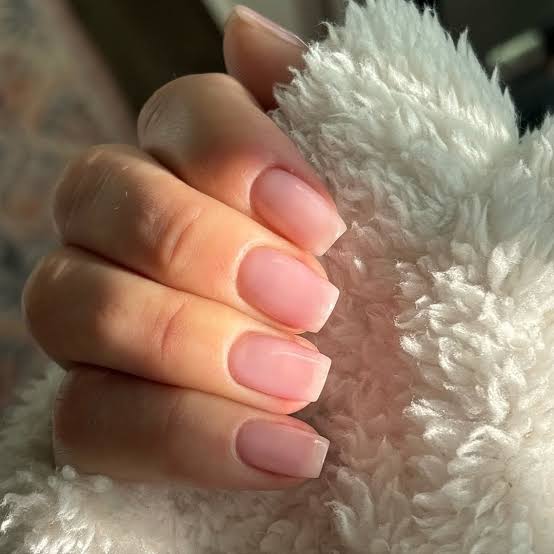 Sheer Milky Pink Glossy Short Squoval Nails Sheer Milky Pink Glossy Short Squoval Nails — Classy Plain Nails