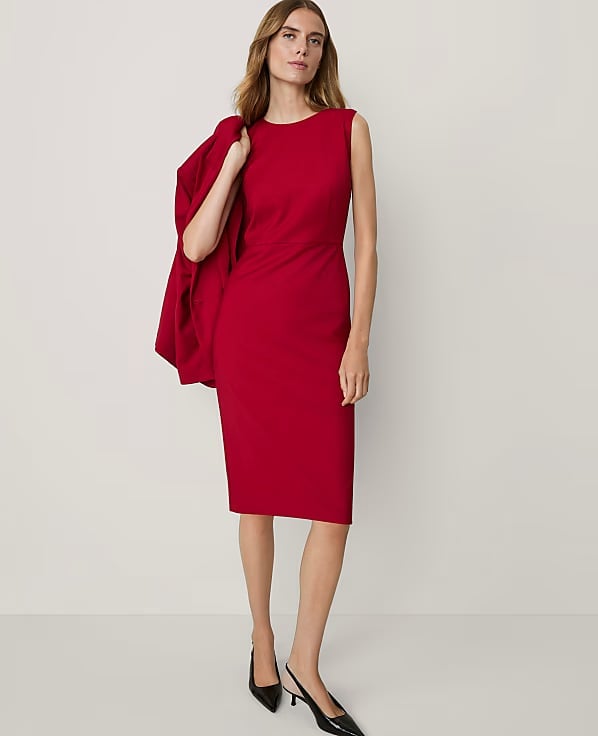 Vibrant Red Knit Sheath Dress Vibrant Red Knit Sheath Dress — Classy Professional Dresses