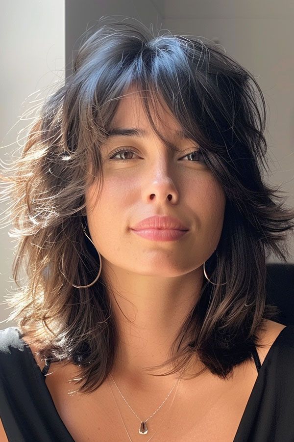 Collarbone Shag With Curtain Bangs Collarbone Shag With Curtain Bangs — Classy Professional Hairstyles
