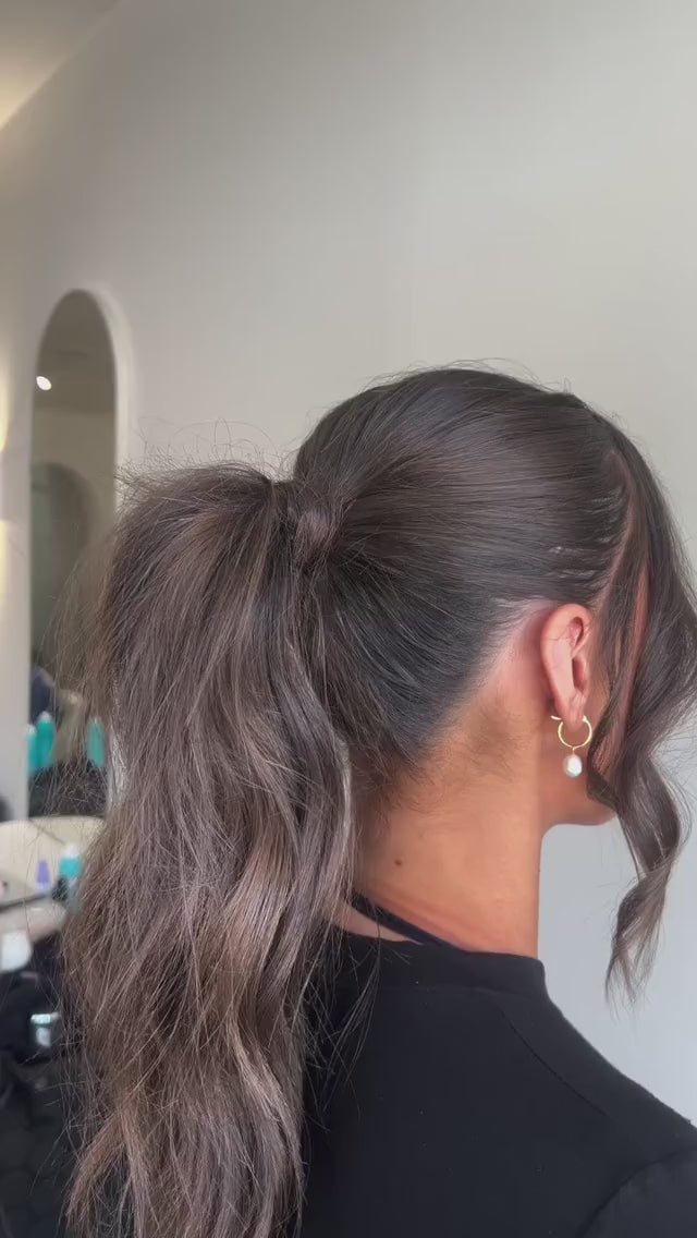 Mid-Back Dark Brown High Ponytail With Wrapped Base Mid-Back Dark Brown High Ponytail With Wrapped Base — Classy Professional Hairstyles