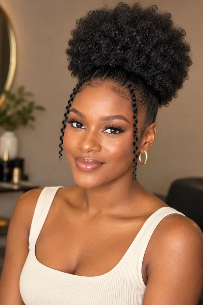 Chic High Puff With Braids and Baby Hairs Chic High Puff With Braids and Baby Hairs — Classy Puff Hairstyles