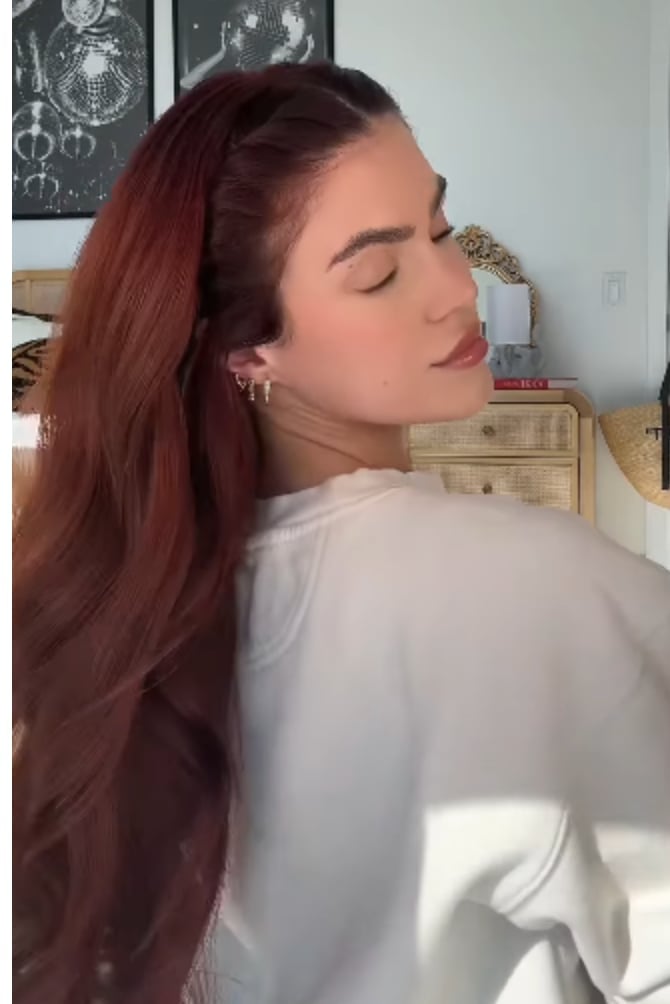 Long Flowing Reddish-Brown Blowout Long Flowing Reddish-Brown Blowout — Classy Puff Hairstyles