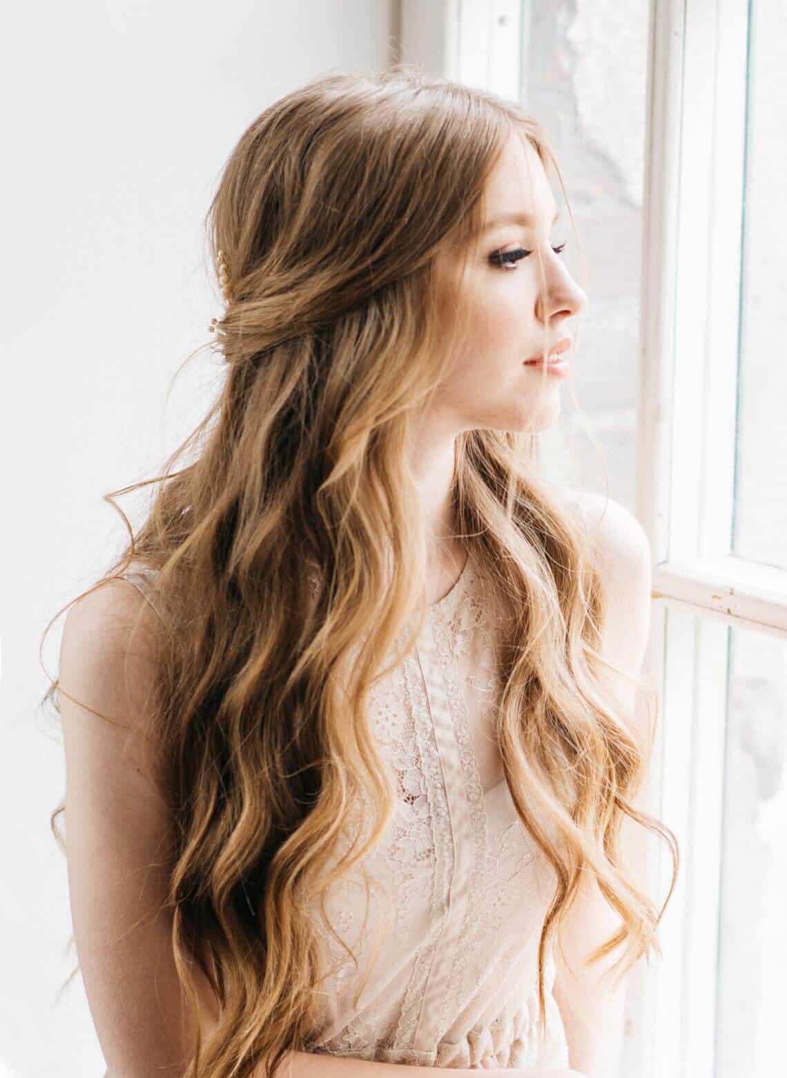 Mid-Back Half-Up Half-Down Waves Mid-Back Half-Up Half-Down Waves — Classy Rainy Days Hairstyles