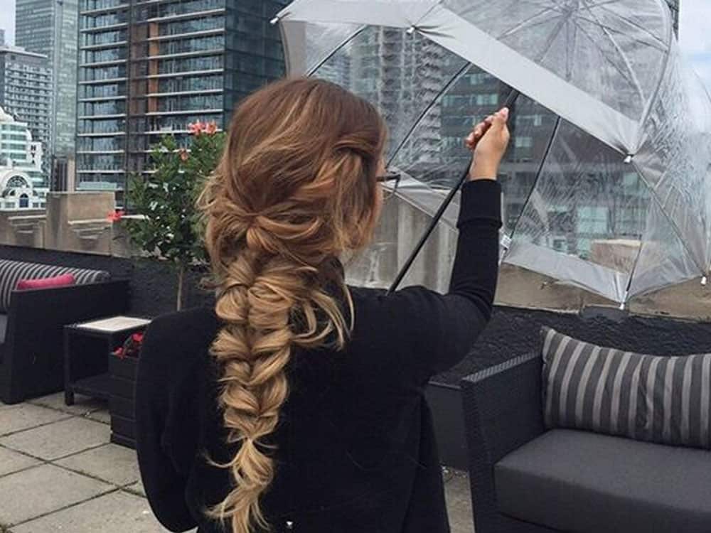 Mid-Back Fishtail Braid With Balayage Mid-Back Fishtail Braid With Balayage — Classy Rainy Days Hairstyles