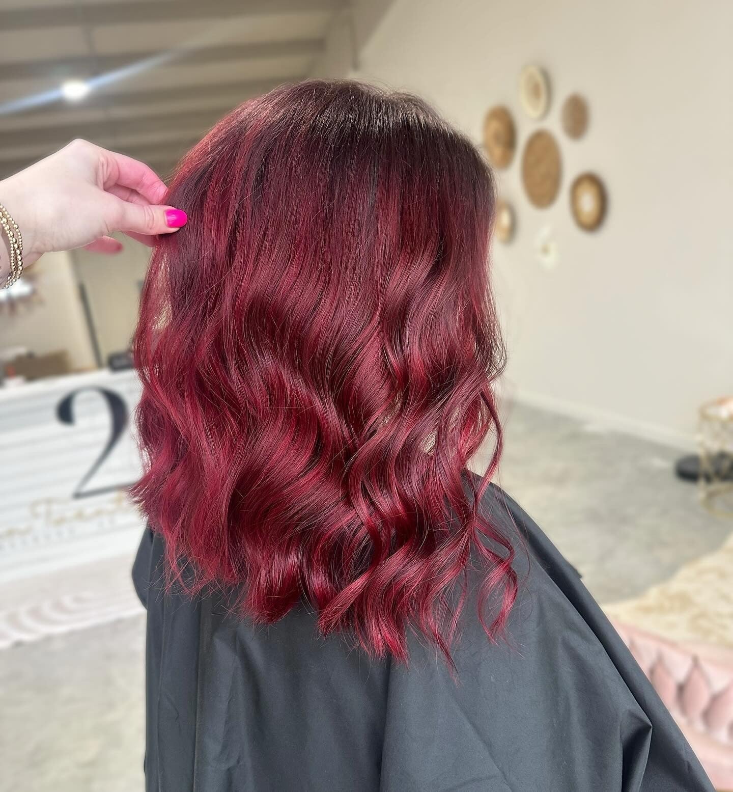 Collarbone Cherry Red Lob With Darker Roots — Classy Red Hair Colors