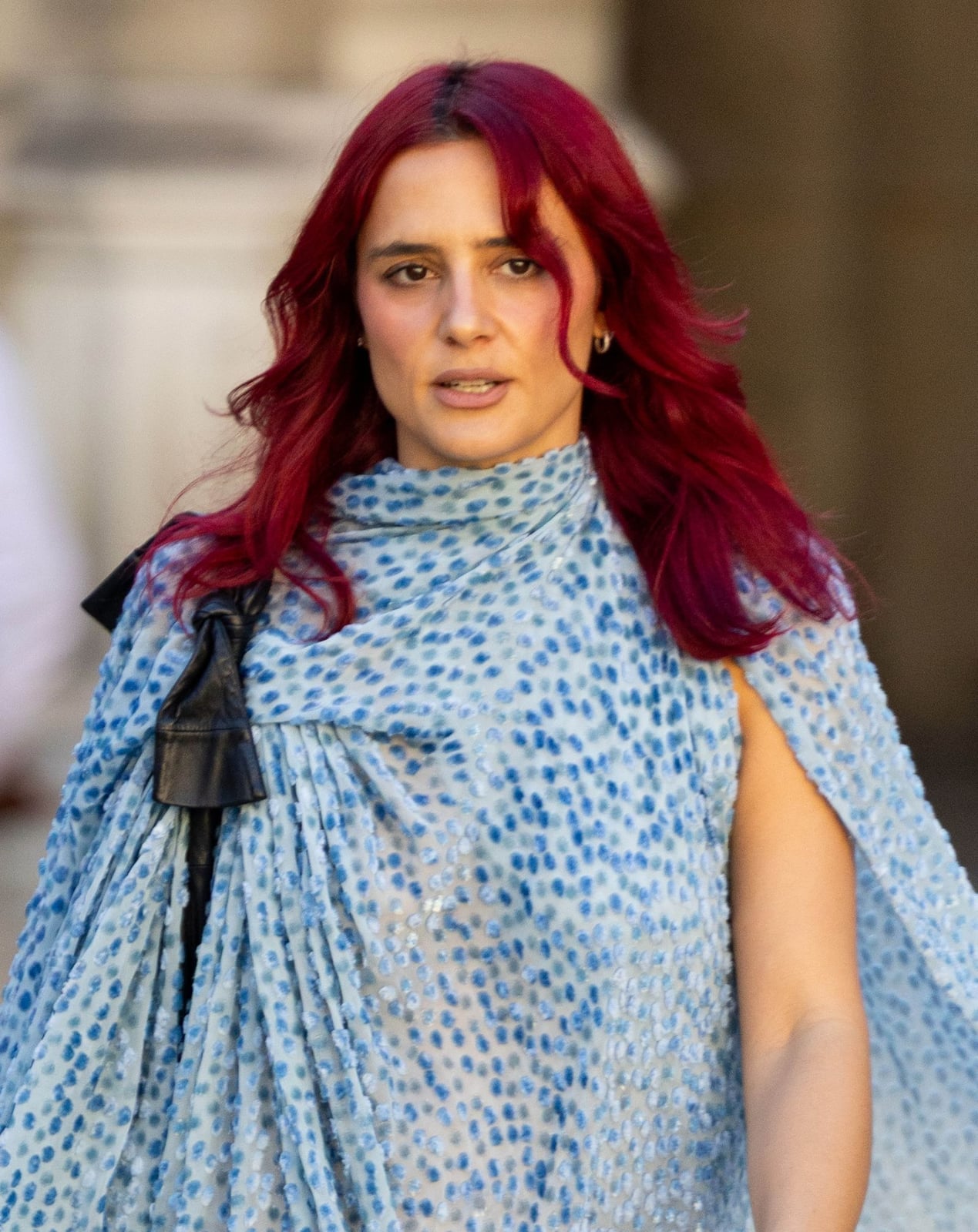 Collarbone Cherry Red With Curtain Bangs, Wavy — Classy Red Hair Colors