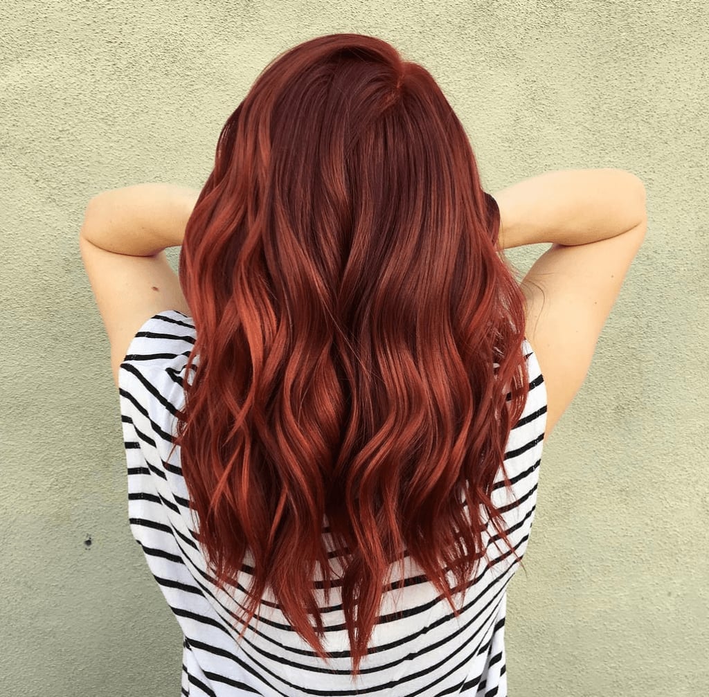 Mid-Back Deep Burgundy Red With Dimension, Wavy — Classy Red Hair Colors