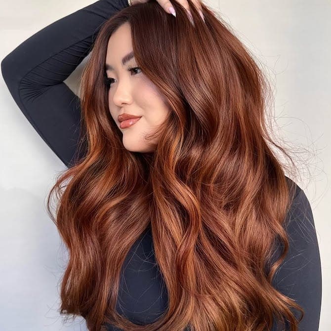 Mid-Back Copper Brown With Balayage — Classy Red Hair Colors