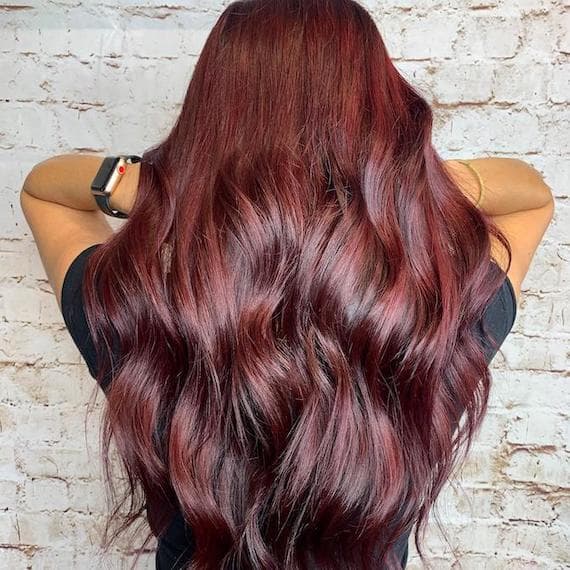 Mid-Back Copper Brown Balayage Waves With Parted To The Side — Classy Red Hair Colors