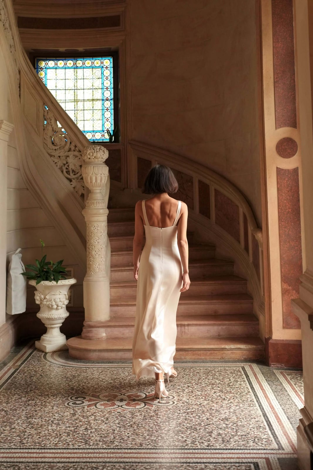 Champagne Satin Slip Dress Champagne Satin Slip Dress — Classy Restaurant Outfit