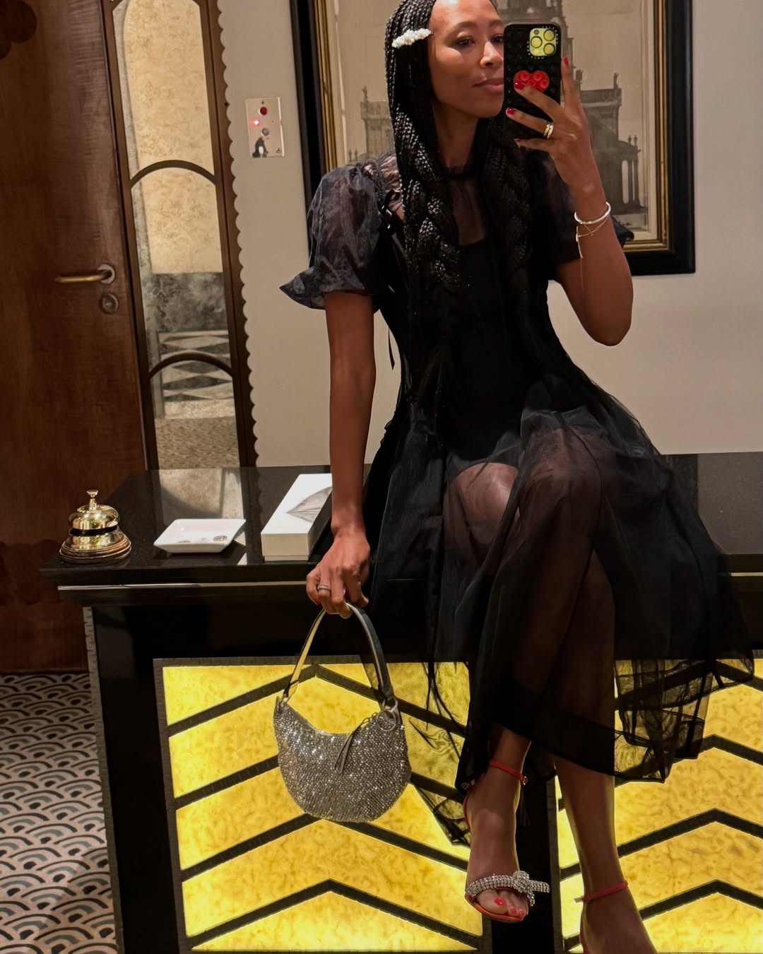 Black Sheer Puff Sleeve Dress Black Sheer Puff Sleeve Dress — Classy Restaurant Outfit