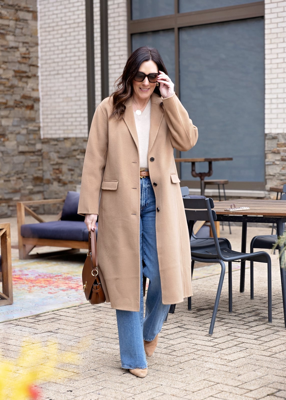 Long Camel Coat with Jeans Long Camel Coat with Jeans — Classy Restaurant Outfit