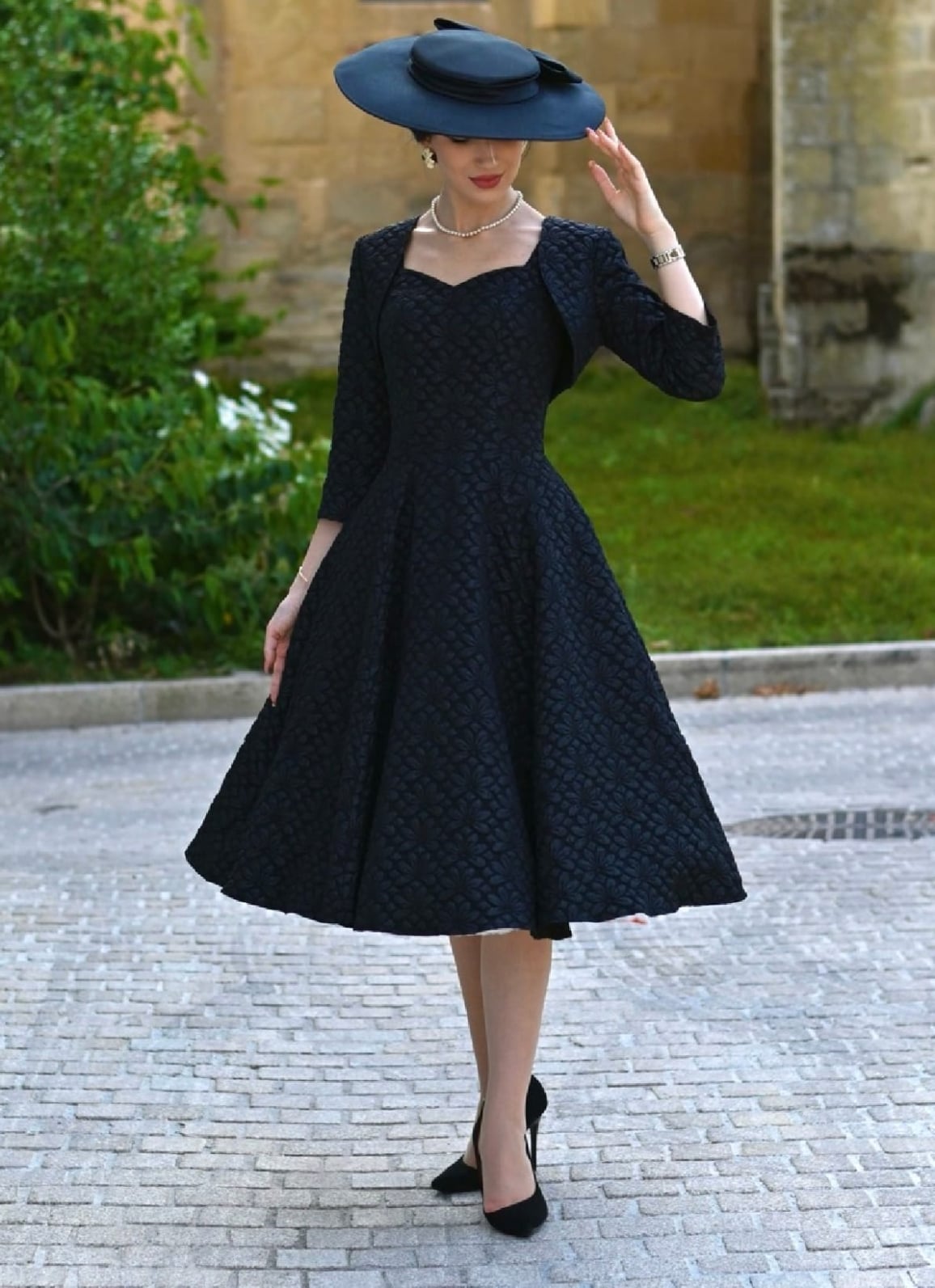 Vintage Petticoat Evening Dress Jacquard Black with Jacket "Ramona" ❤️