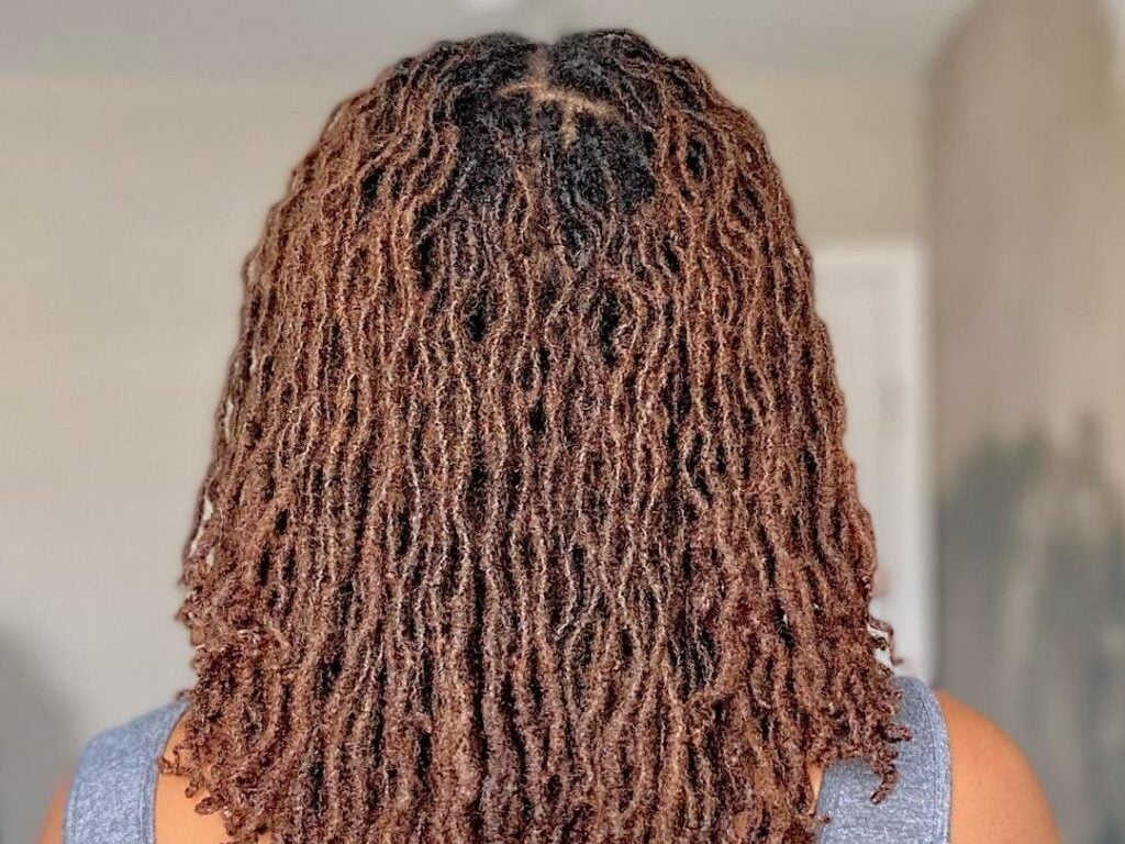 Fine Shoulder Locs With Lighter Highlights Fine Shoulder Locs With Lighter Highlights — Classy Retwist Locs