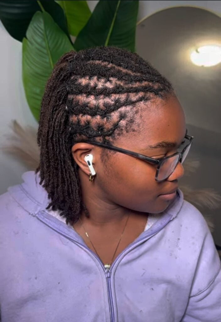 Collarbone Locs High Ponytail With Geometric Parting Collarbone Locs High Ponytail With Geometric Parting — Classy Retwist Locs