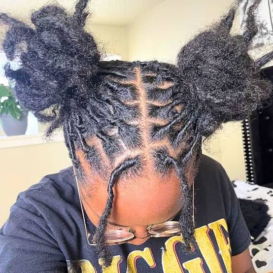 Mid-Back Locs In Two High Buns Mid-Back Locs In Two High Buns — Classy Retwist Locs