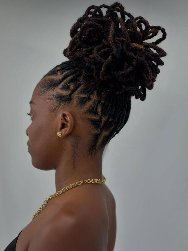 Voluminous High Updo With Zig-Zag Braids Voluminous High Updo With Zig-Zag Braids — Classy Retwist Locs